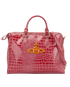 Chancery Delia Tote, &pound;120, Handbags, Pink, Croc Embossed, Front view